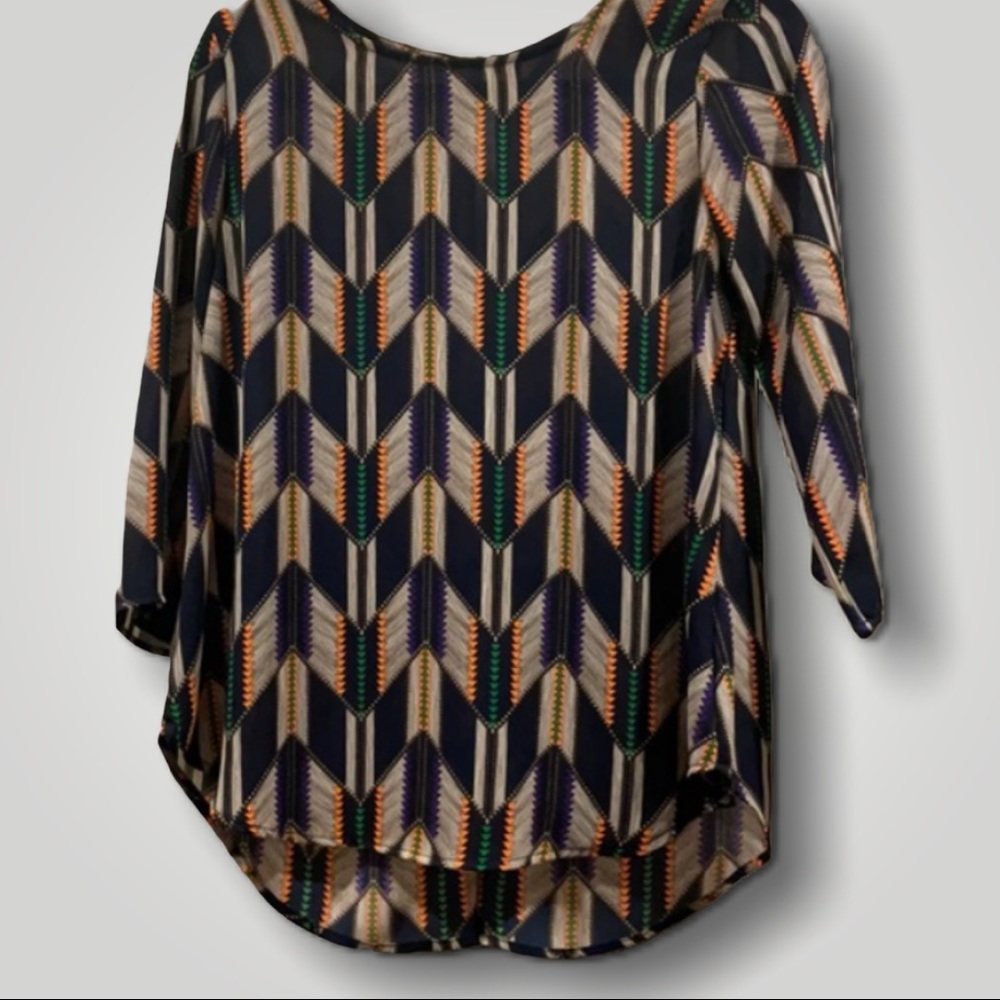 Boutique Black Small Aztec Geometric Pullover Top